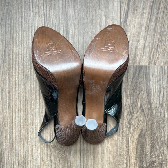 Stuart Weitzman Black Patent Leather Slingback Heels | 10.5 - Picture 9 of 12